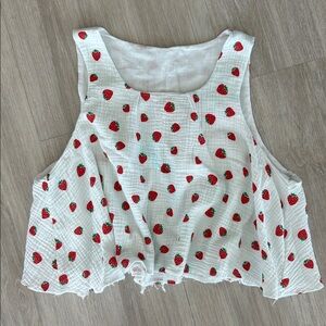 Strawberry Print Cotton Swing Tank Top Womens One Size Y2K Festival